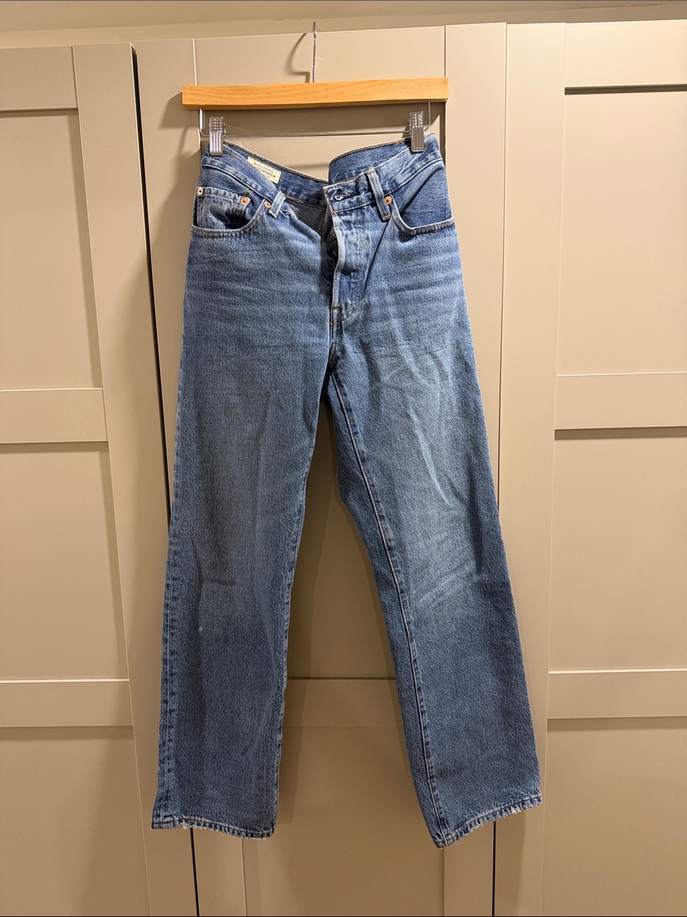 Levi's Women's Straight-Leg 501 Jeans in Medium Blue Denim